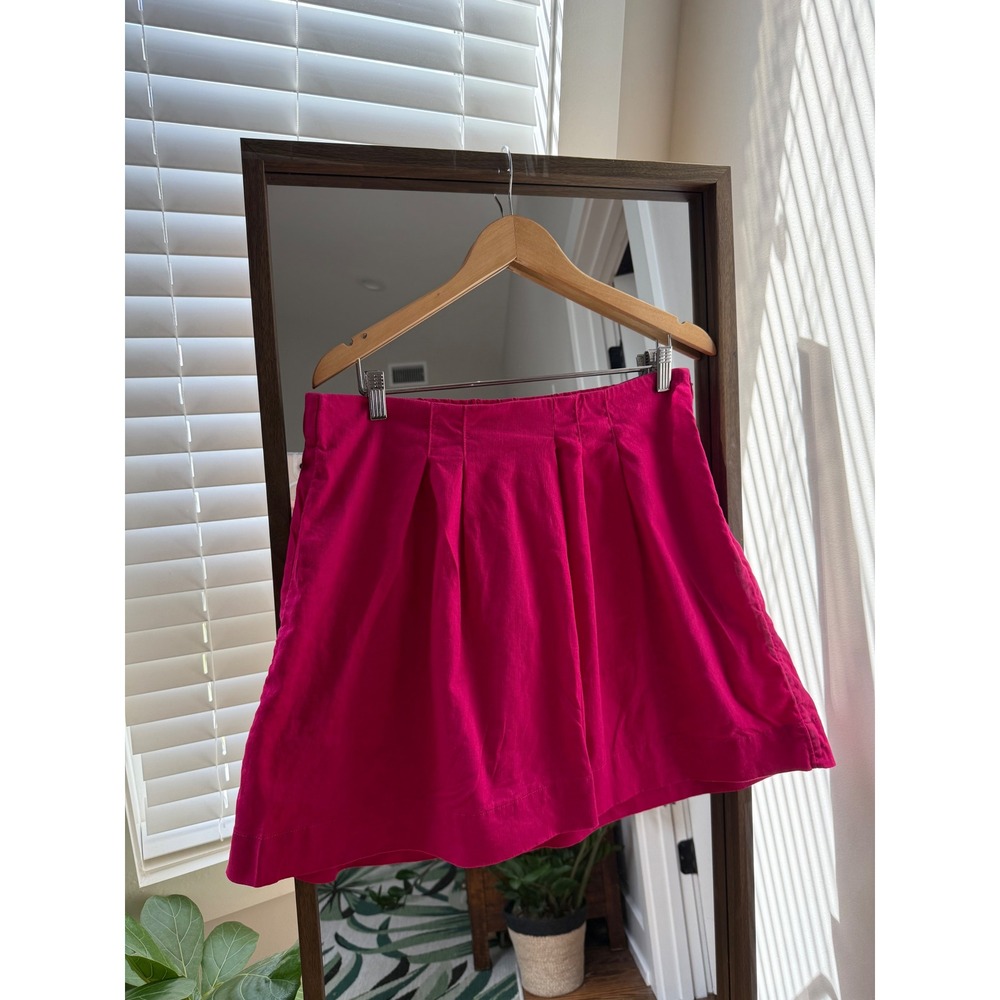 Banana Republic Linen Blend Pleated Pleats Skort Wed Leg Shorts  Hot Pink Size L